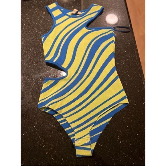 paola bernardi Flavia striped sleeveless cutout Knit bodysuit size S NWT349 - Picture 3 of 5